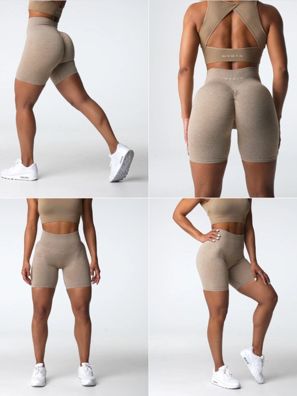 NVGTN Seamless High-Waist Bike Shorts — Beige/Tan